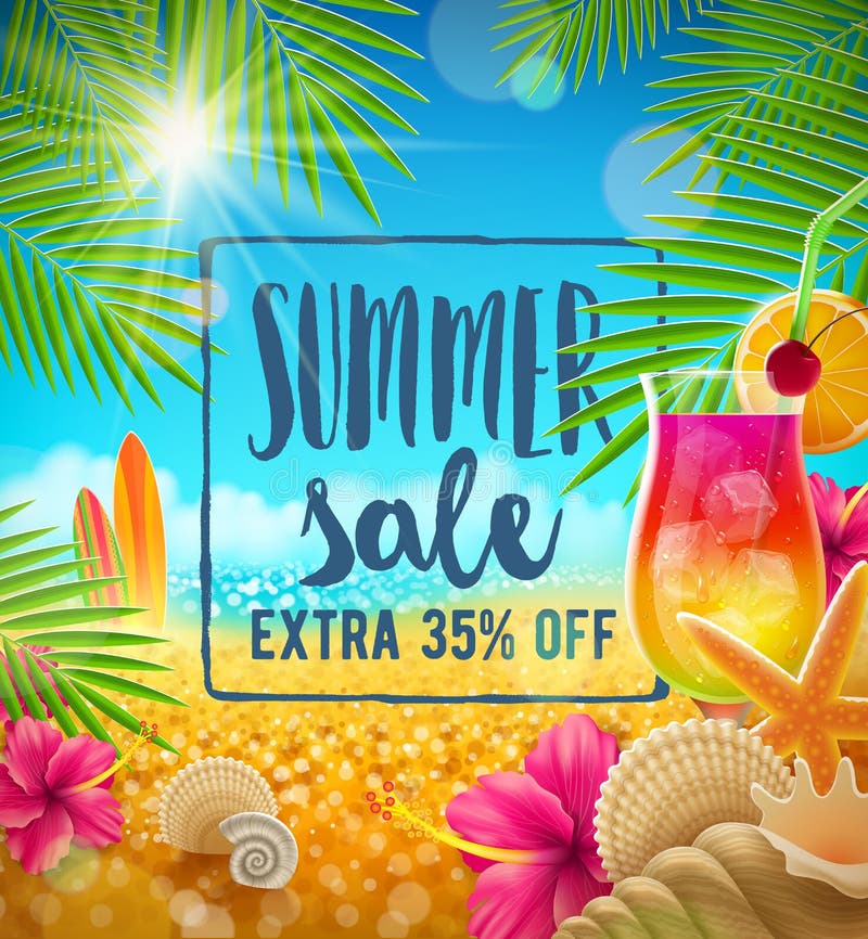 Summer sale design. Summer holidays and vacation illustration.