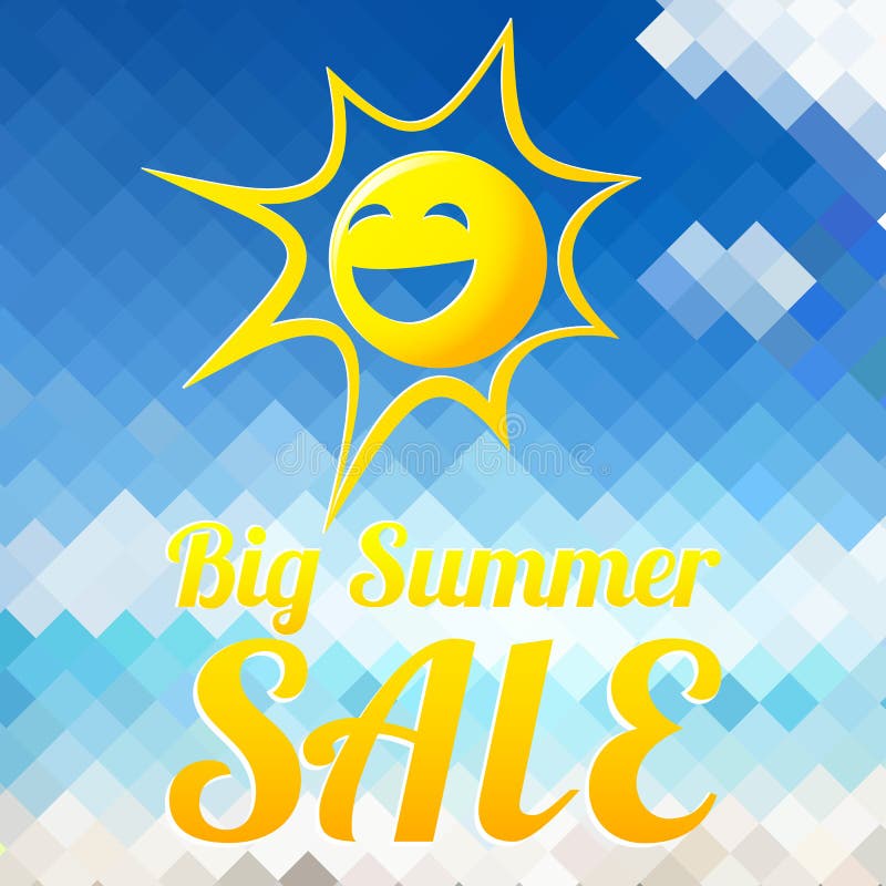 Summer sale design template with smiling sun