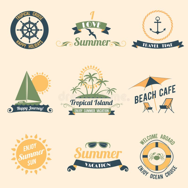 Summer sea retro labels