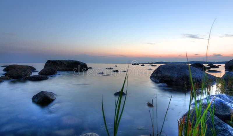 Summer sea sunset in Sweden