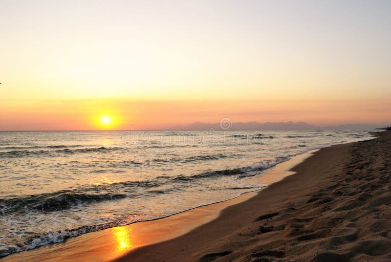 Summer sea, wonderful sunset on sea.