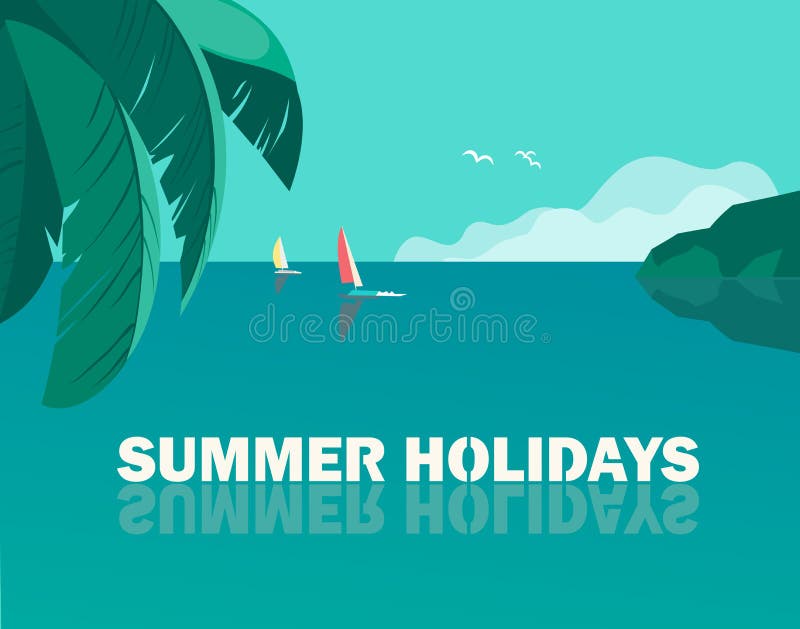 Summer seaside holidays vector poster template