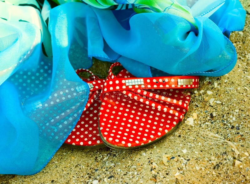 Summer shoes on sand