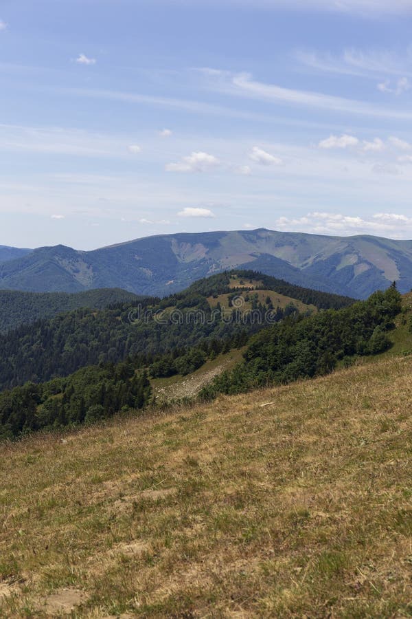 Summer Slovak Mountain Great Fatra, Velka Fatra, peaks Nova Hola 1361 m and Zvolen 1403 m, views from them, Slovakia