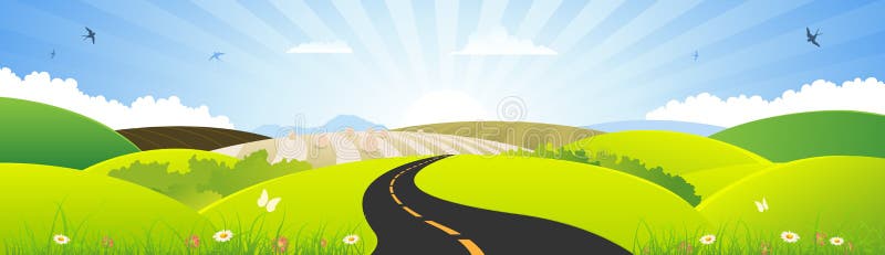 Summer And Spring Season Horizontal Banner vector illustration