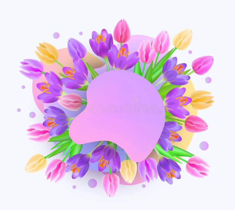 Summer or spring web banner with blob and flowers vector illustration isolated.