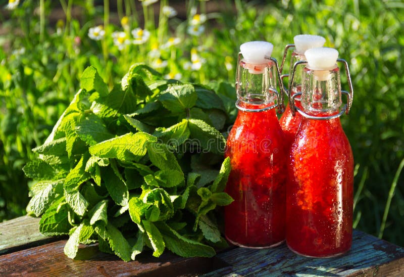 Summer Strawberry Drink. Cold Strawberry Juice with Mint Stock Image Image of fresh, drink