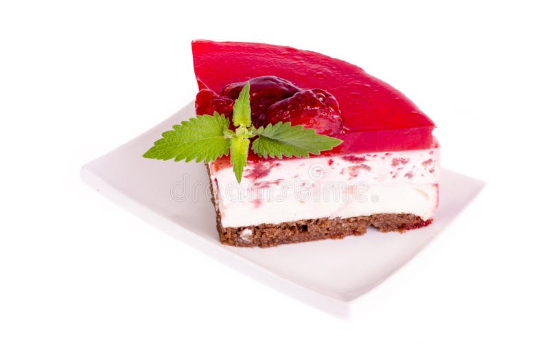 Summer strawberry mousse cake with fresh berries on white background. stock photos Summer strawberry mousse cake with fresh berries on white background. stock photos