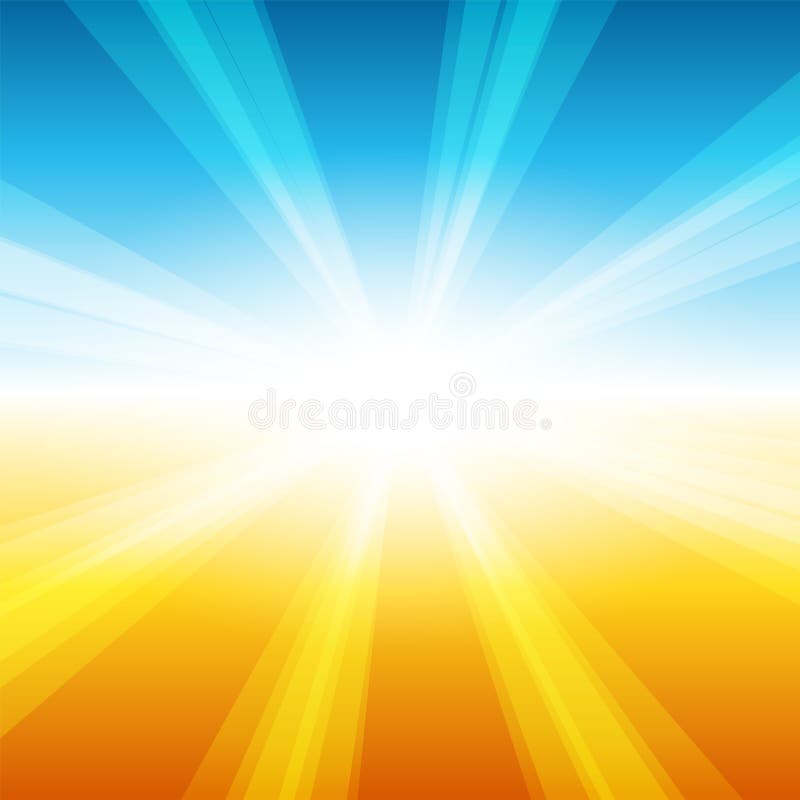 Summer Sun Light Burst Blue, Yellow and Orange Background Stock Vector -  Illustration of leaf, relax: 197035410