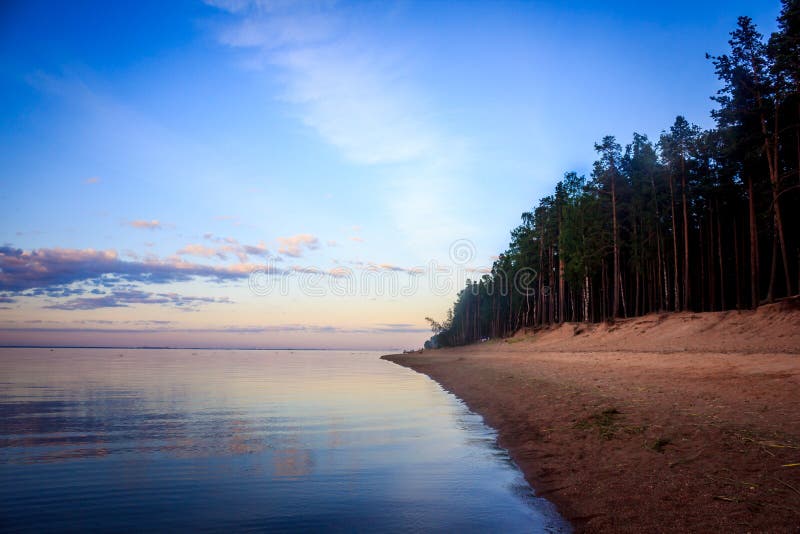 Summer sunset on the Gulf of Finland in Russia