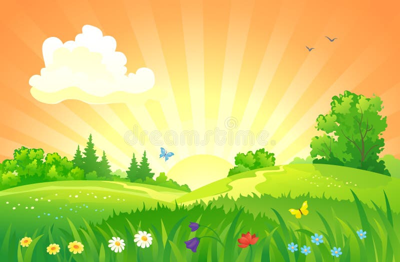 Summer sunset landscape royalty free illustration Summer sunset landscape royalty free illustration
