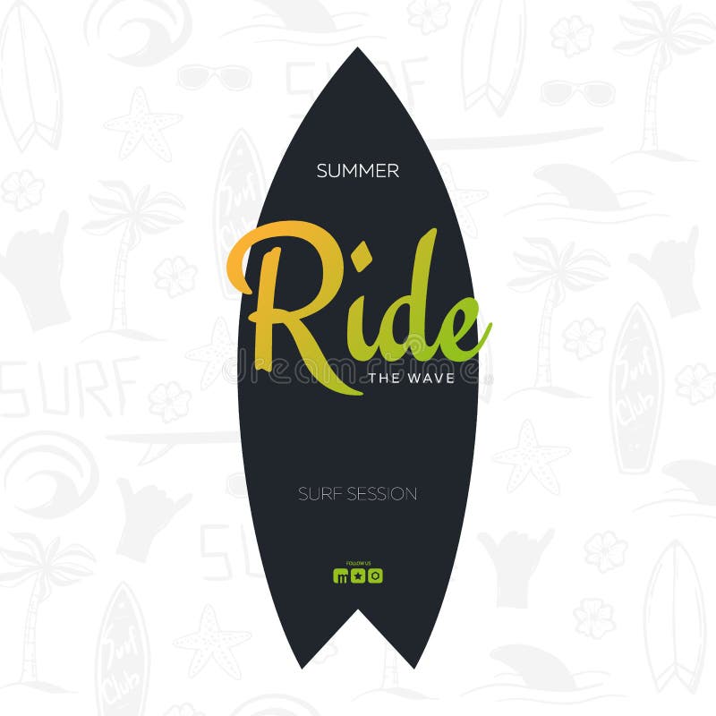 Summer Surfing Poster for Surf Club or Shop with Hand Draw Background ...