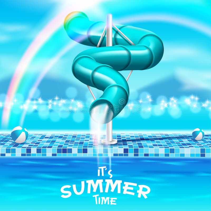 Summer Swimming Pool Slide. vector illustration royalty free illustration