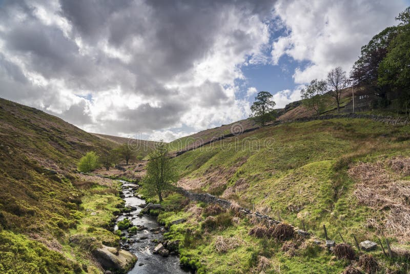 Graining Water. A summer three image HDR picture of Graining Water, which flows down Hardcastle Crags to Hebden Bridge in West Yorkshire, England stock images Graining Water. A summer three image HDR picture of Graining Water, which flows down Hardcastle Crags to Hebden Bridge in West Yorkshire, England stock images