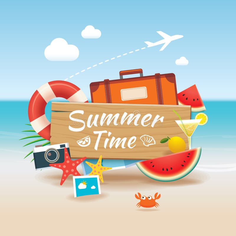 Its summer time background template Royalty Free Vector