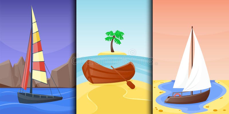 Summer time boat vacation beautiful nature tropical beach landscape of paradise island holidays background coastline lagoon vector illustration. Summer time boat vacation beautiful nature tropical beach landscape of paradise island holidays background coastline lagoon vector illustration.