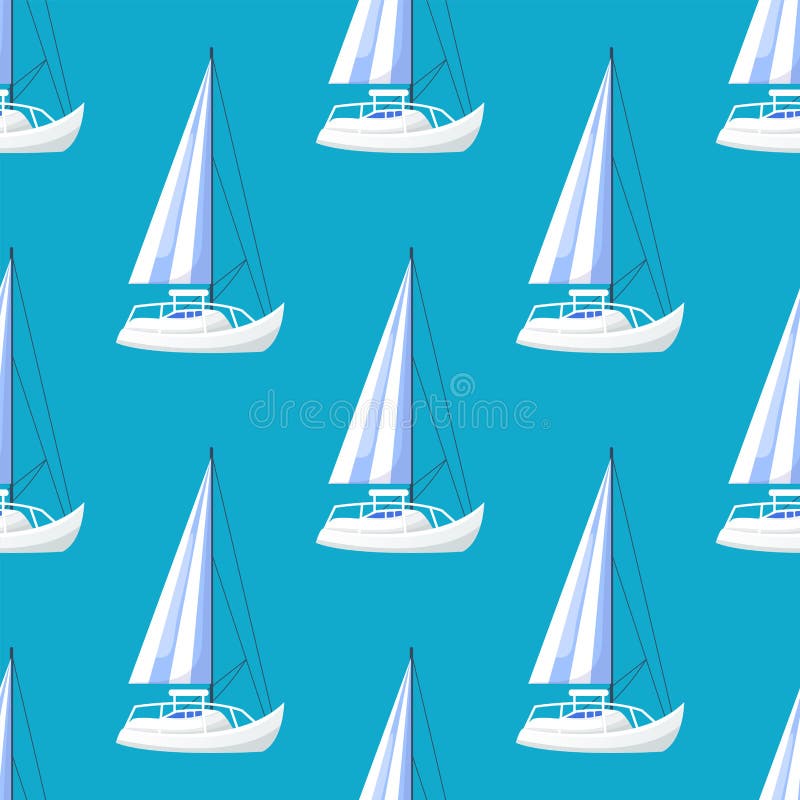 Summer time boat vacation beautiful nature tropical beach seamless pattern landscape of paradise island holidays background coastline lagoon vector illustration. Summer time boat vacation beautiful nature tropical beach seamless pattern landscape of paradise island holidays background coastline lagoon vector illustration.