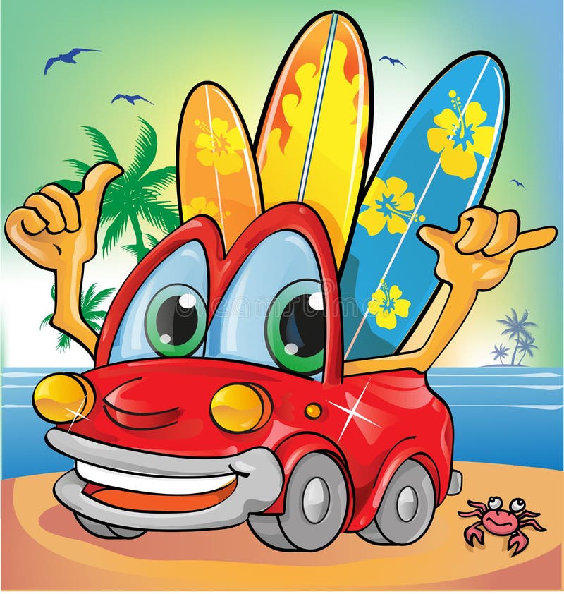 Summer time car cartoon