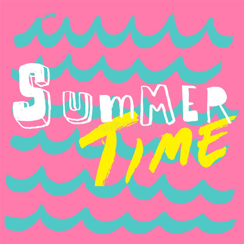 Summer time fun lettering and wave pattern background