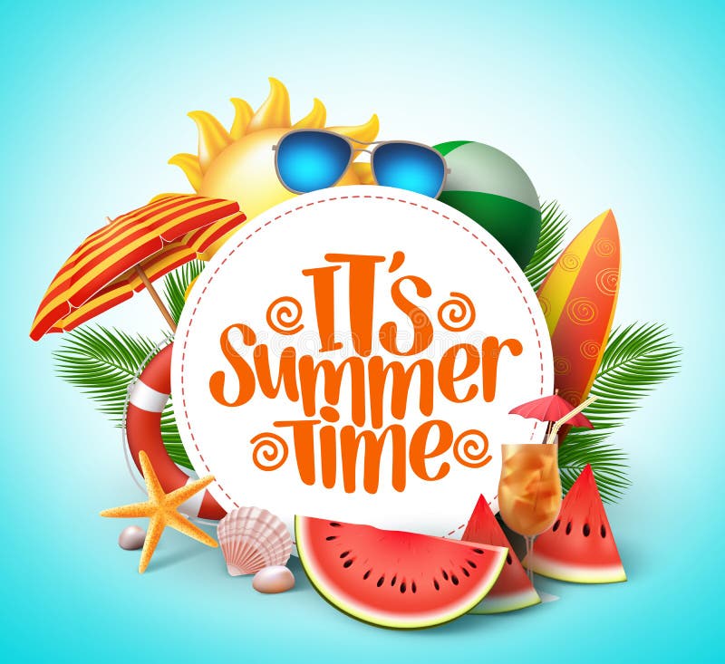 Summer Time Vector Banner Design with White Circle for Text and