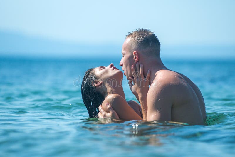 Nude Couple Kissing On Beach