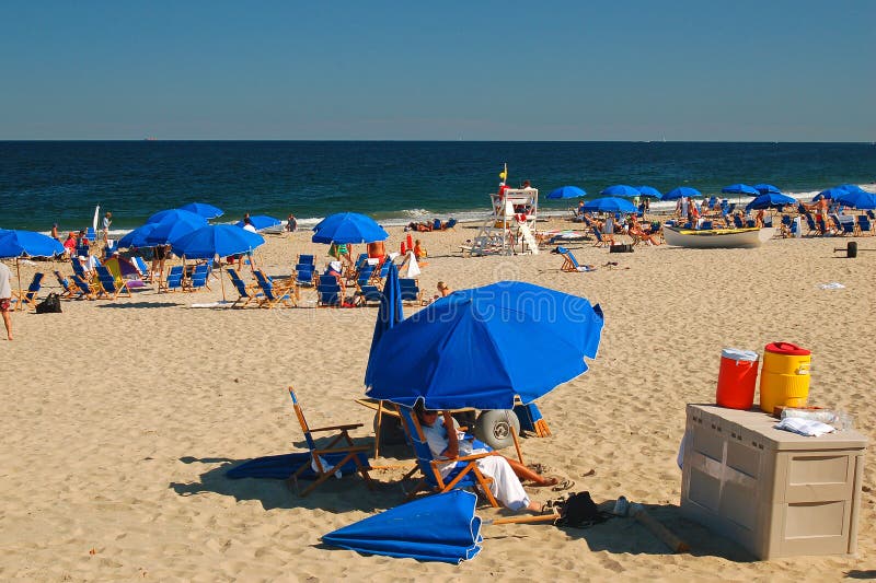 Summer Umbrellas Dot the Jersey Shore at Spring Lake Editorial