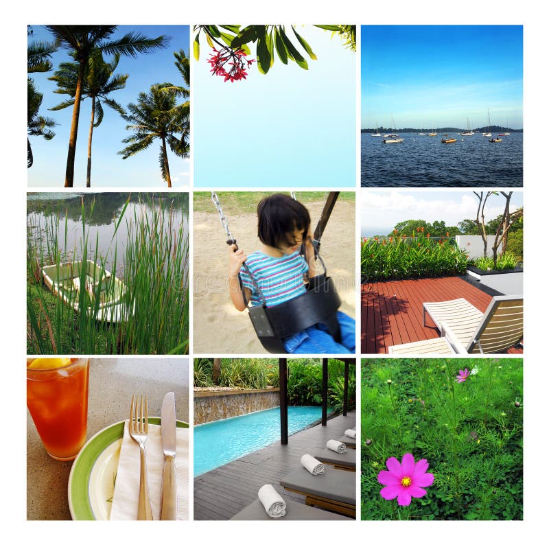 Summer vacation collage, summertime