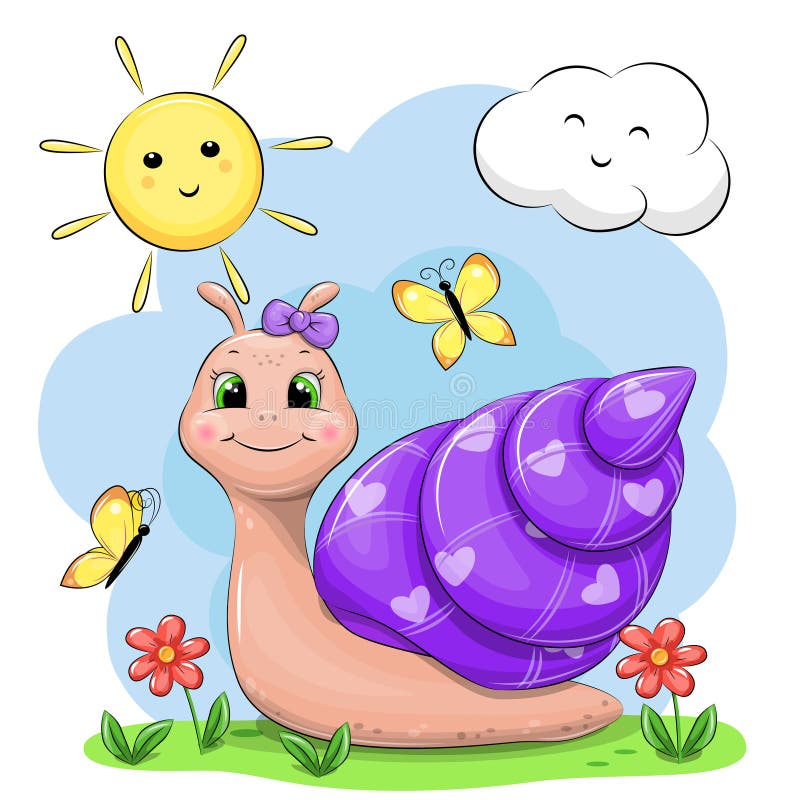 Cute Cartoon Snail Girl in Nature. Stock Vector - Illustration of flying, adorable: 230733726 Cute Cartoon Snail Girl in Nature. Stock Vector - Illustration of flying, adorable: 230733726