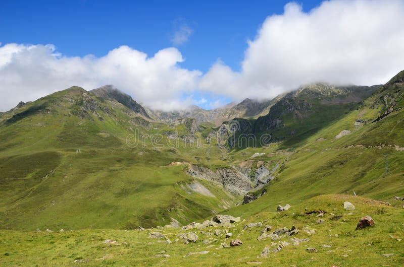 Summer view from the pass of Tourmalet in Pyrenees