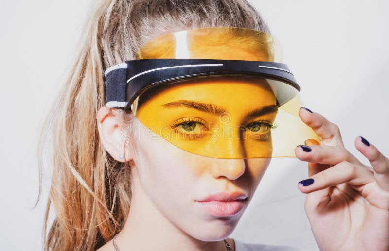 Summer Woman Face with the Sun Visor. Stock Image Image of seduction, beautiful 239558199