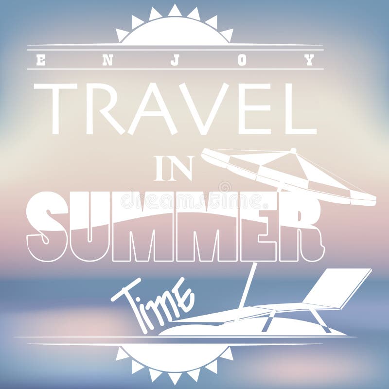 Summer Words on Blurred Background stock illustration