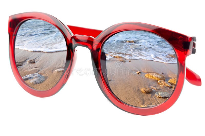 Summertime concept - Sunglasses have a beach wave of sea - iso