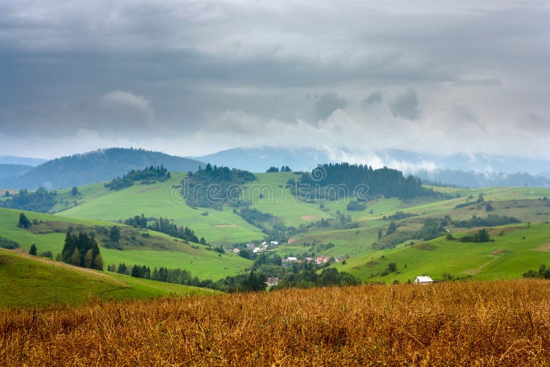 Summertime rural landscape - view at the village Pucov, Slovakia