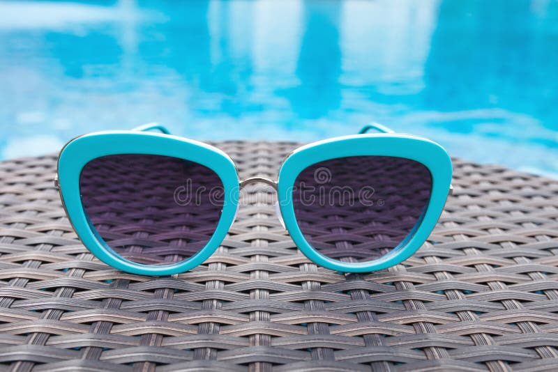 Summertime Sunglasses Relax Near Swimming Pool Stock Photo - Image of ...