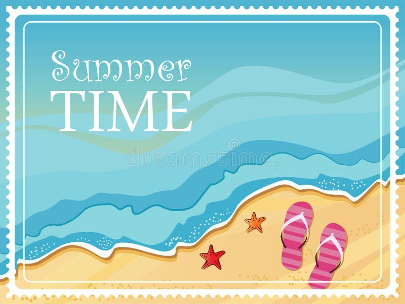 Summer time with cartoon objects Royalty Free Vector Image