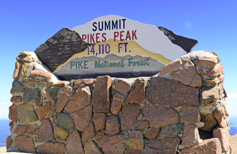 Summit sign of Pikes Peak, Colorado