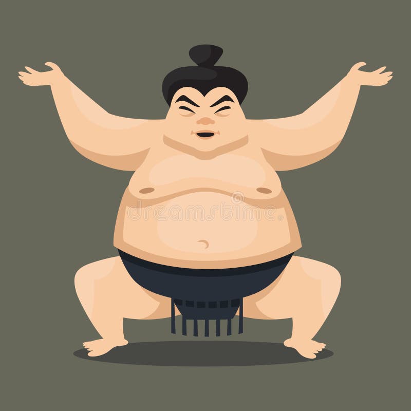Sumo wrestler front view. stock vector. Illustration of competition -  211946388