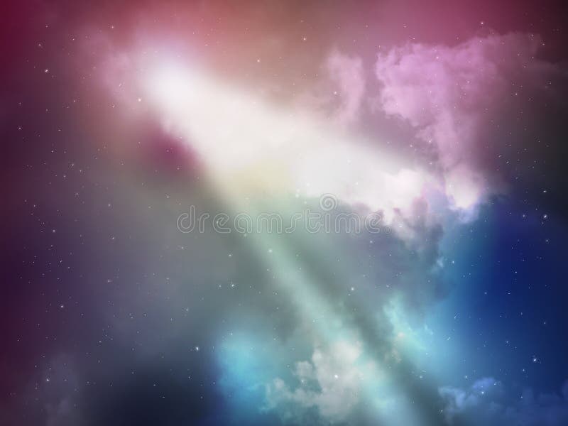 Ray light in space night sky with cloud and star, abstract science background. Ray light in space night sky with cloud and star, abstract science background