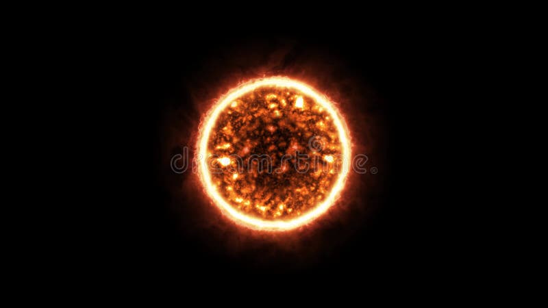 Sun animation. The red giant star isolated on a black background. Abstract space background, 3D render. royalty free illustration