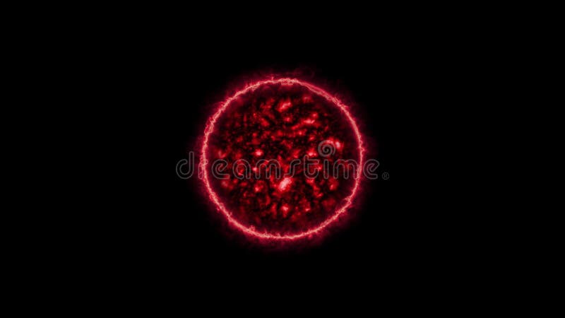Sun animation. Bed giant star isolated on a black background. Abstract space background, 3D render. stock illustration