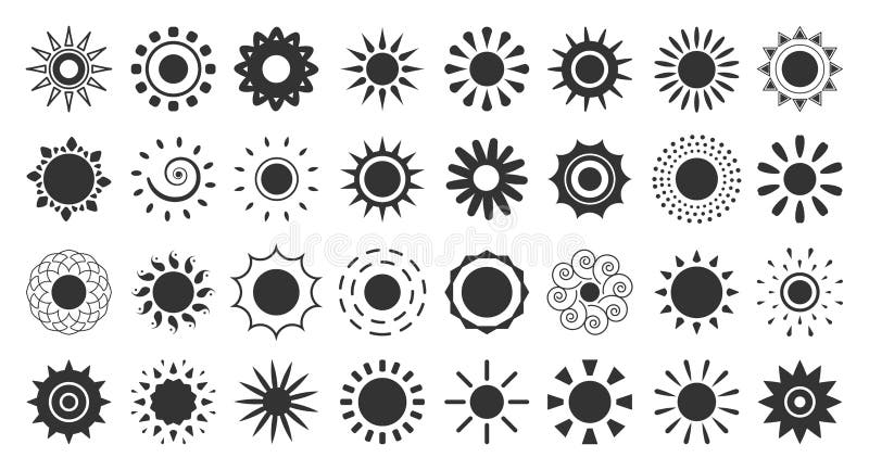 Sun black icon logotype summer web sign vector set vector illustration Sun black icon logotype summer web sign vector set vector illustration