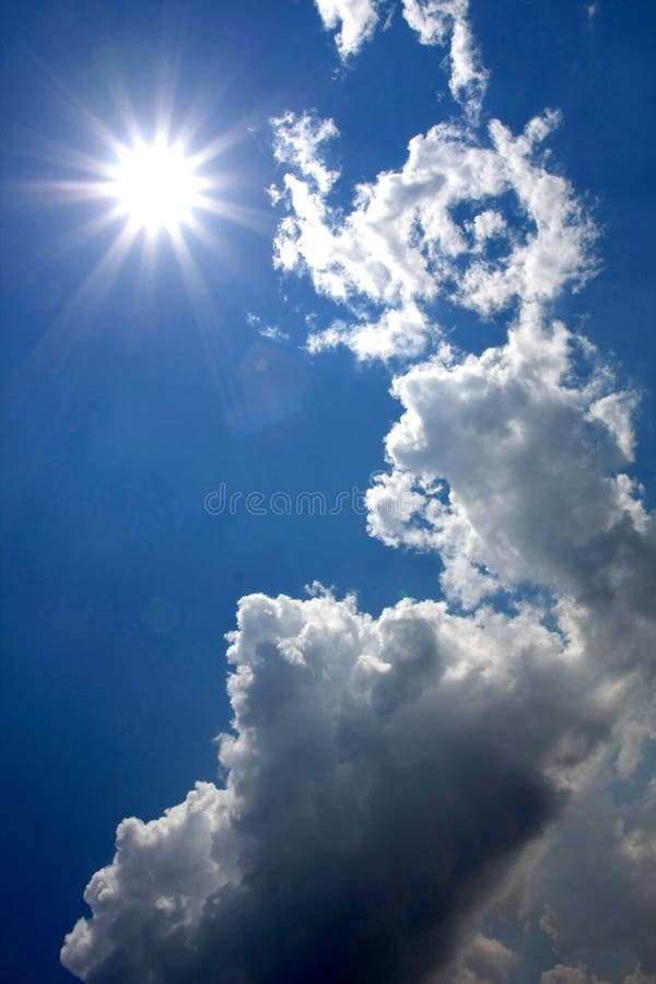 Sun in the blue sky stock photos