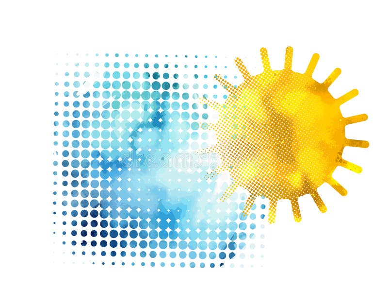 Sun and blue sky of dots. Not AI. Vector illustration royalty free illustration