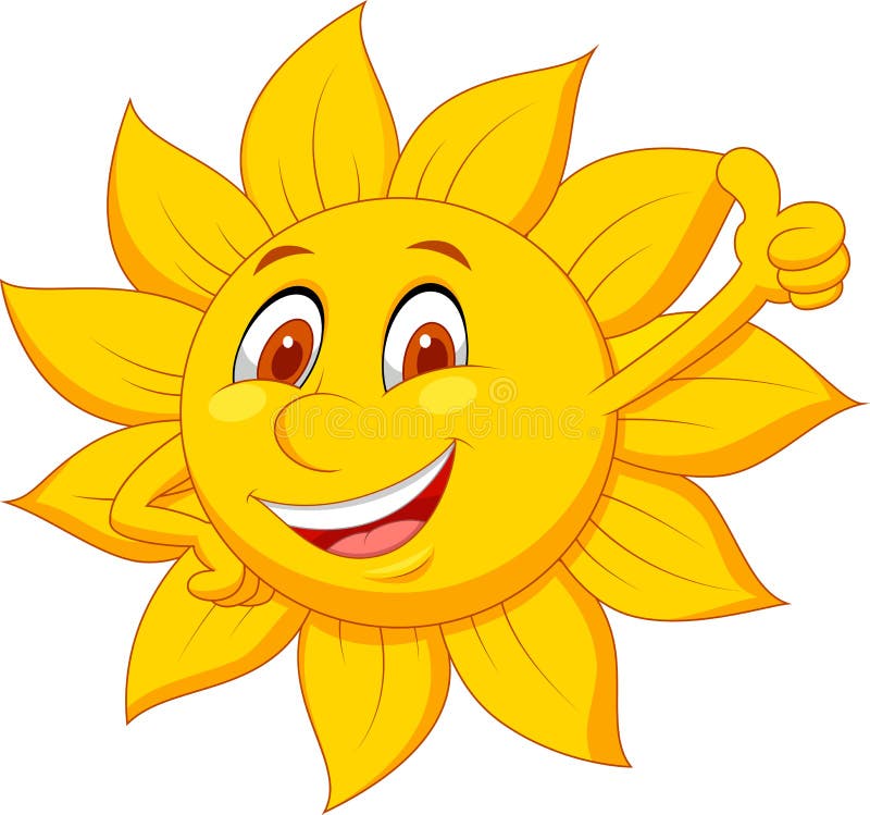 Sun Cartoon Character with Thumb Up Stock Vector - Illustration of ...