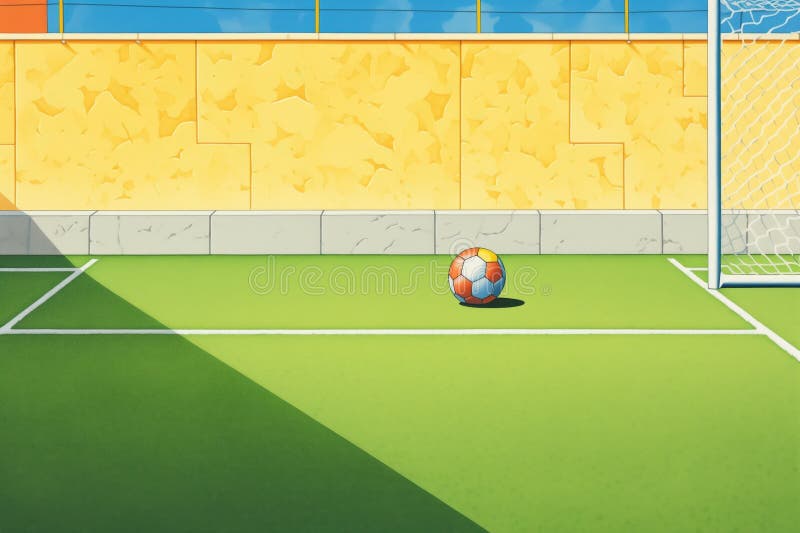 Sun casting shadows on an artificial turf field, created with generative ai AI generated