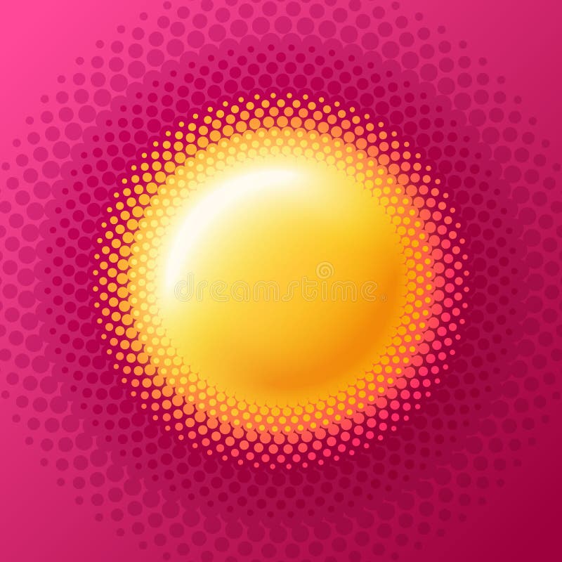 Sun circle halftone vector logo. Sunny design element. Halftone badge for health.