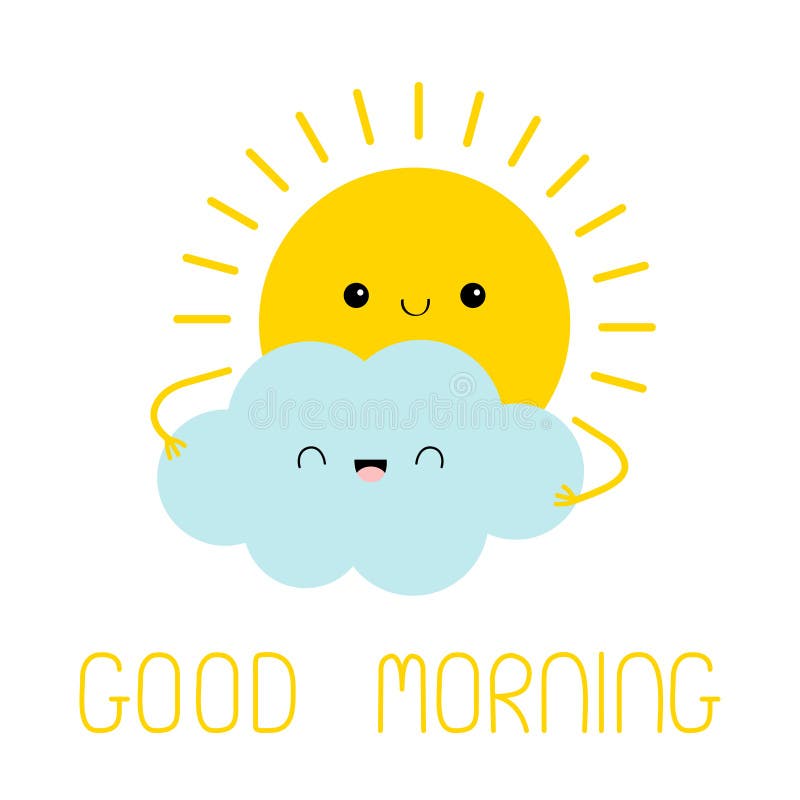 Sun and Cloud Friend Icon. Good Morning. Cute Kawaii Face. Cartoon ...