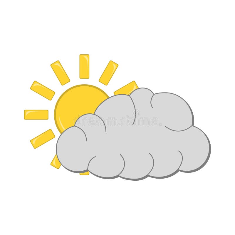 Sun with Cloud Icon. Weather Label for Web on White Background Stock ...