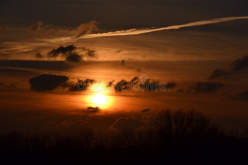 Sunset in November in Denmark Stock Image Image of skies, weather