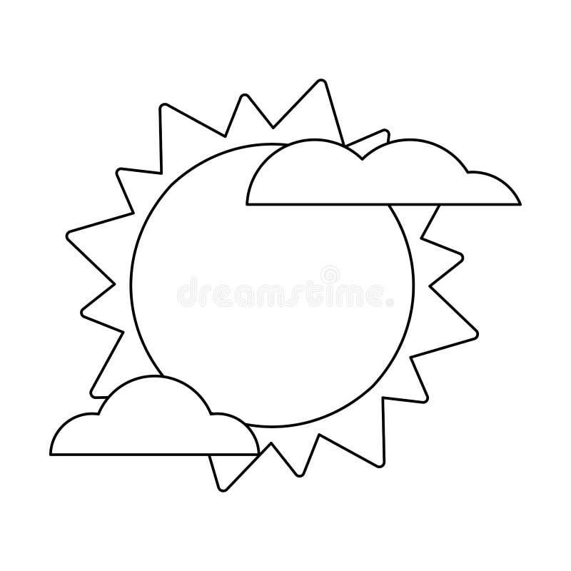 Sun and Clouds Weather Cartoon in Black and White Stock Vector -  Illustration of nature, icon: 153387564